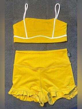 Tiger Friday  Two-Piece Ruffle Set in Mustard Yellow